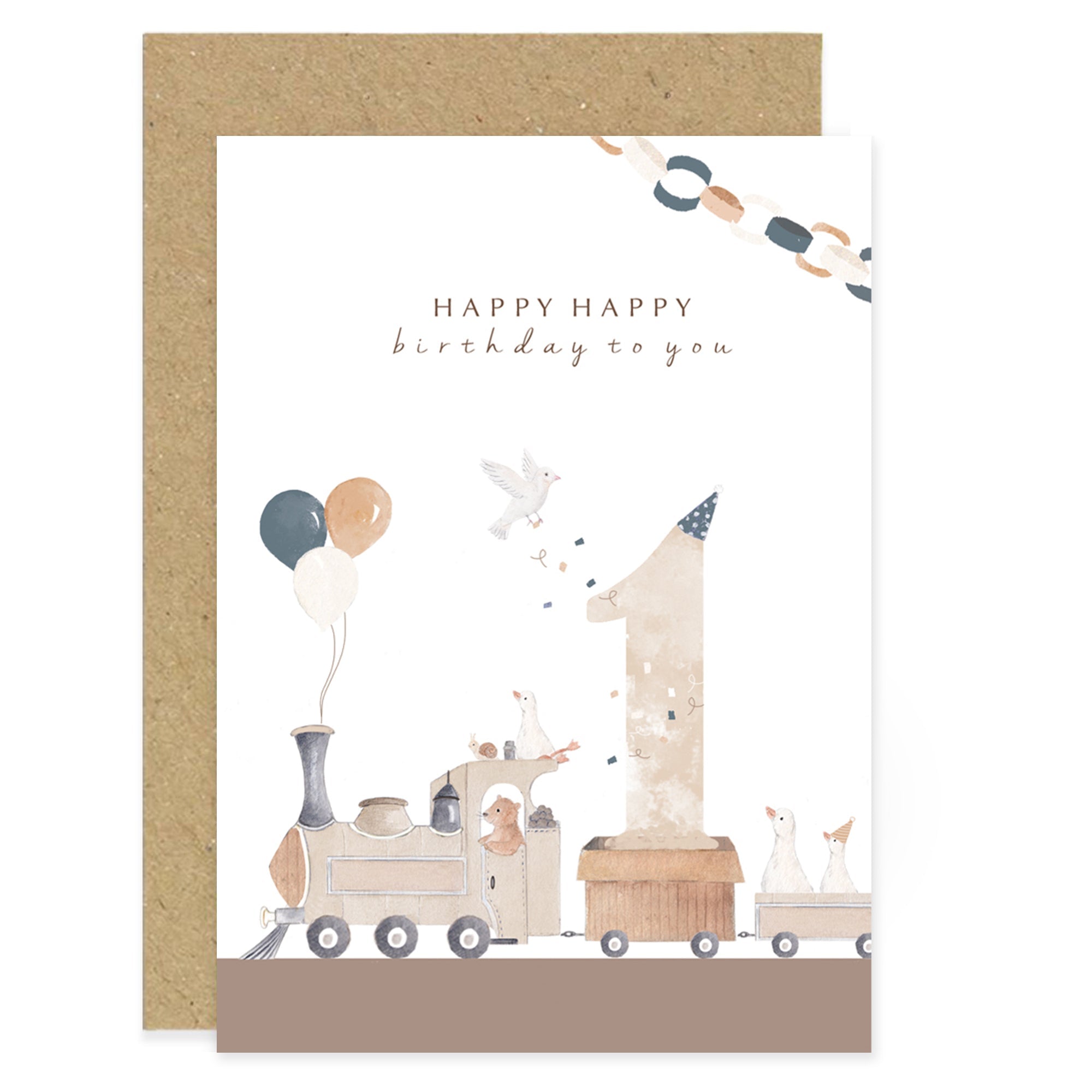 1st Birthday Card - All Aboard!