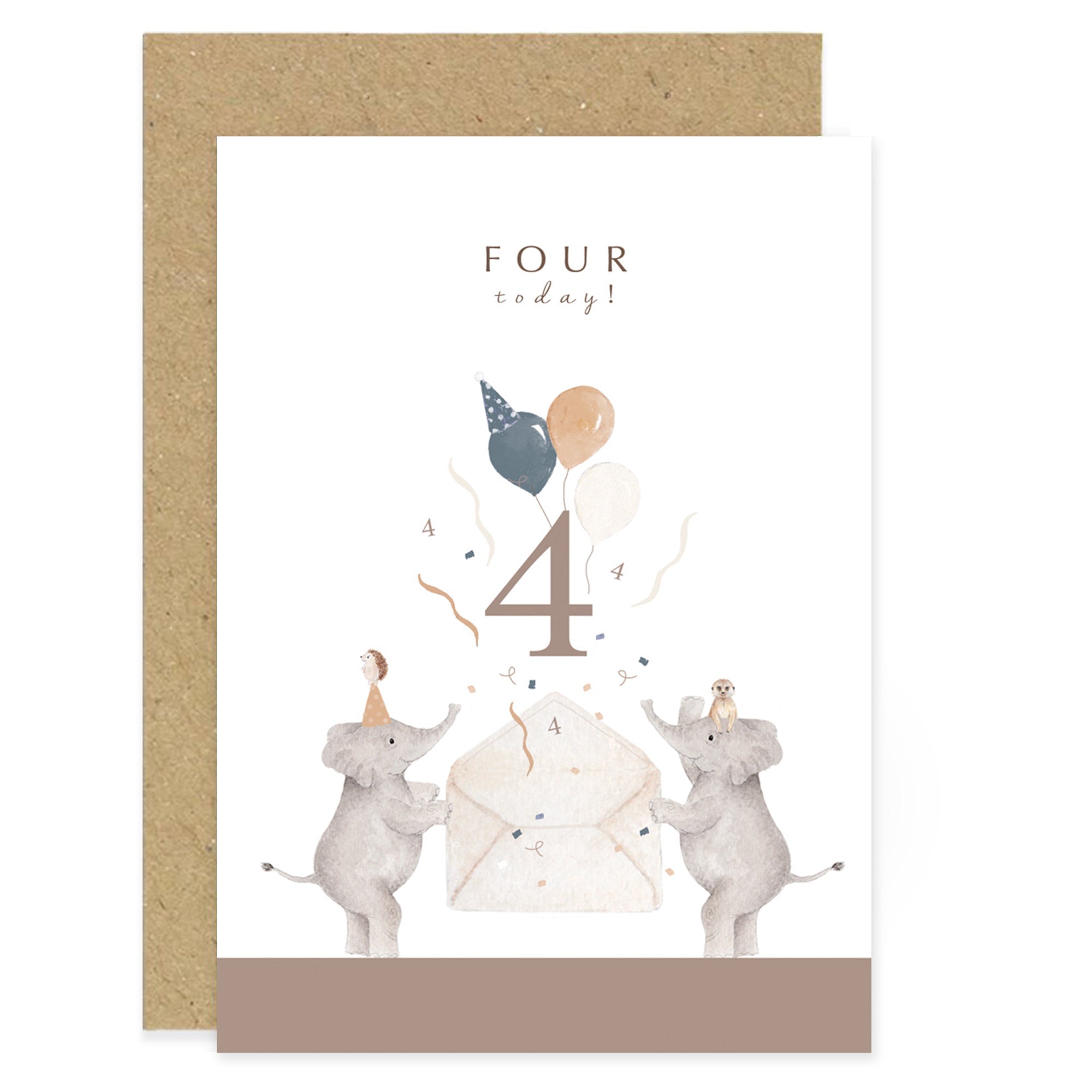 4th Birthday Card - Elephants