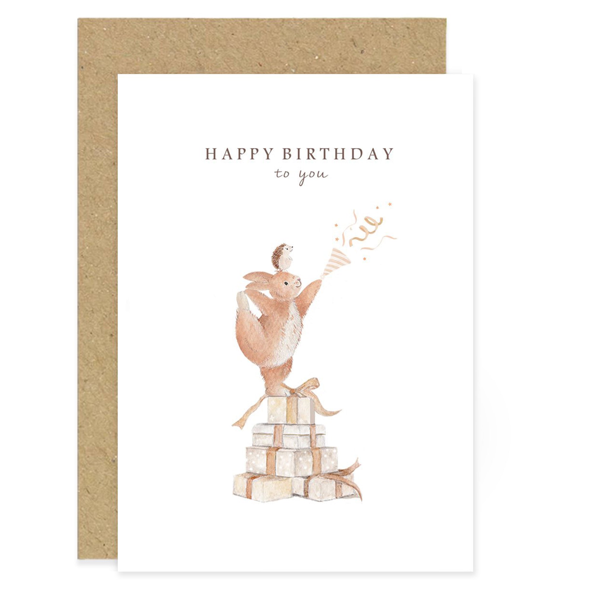 Happy Birthday to You Card - Bunny & Hedgehog