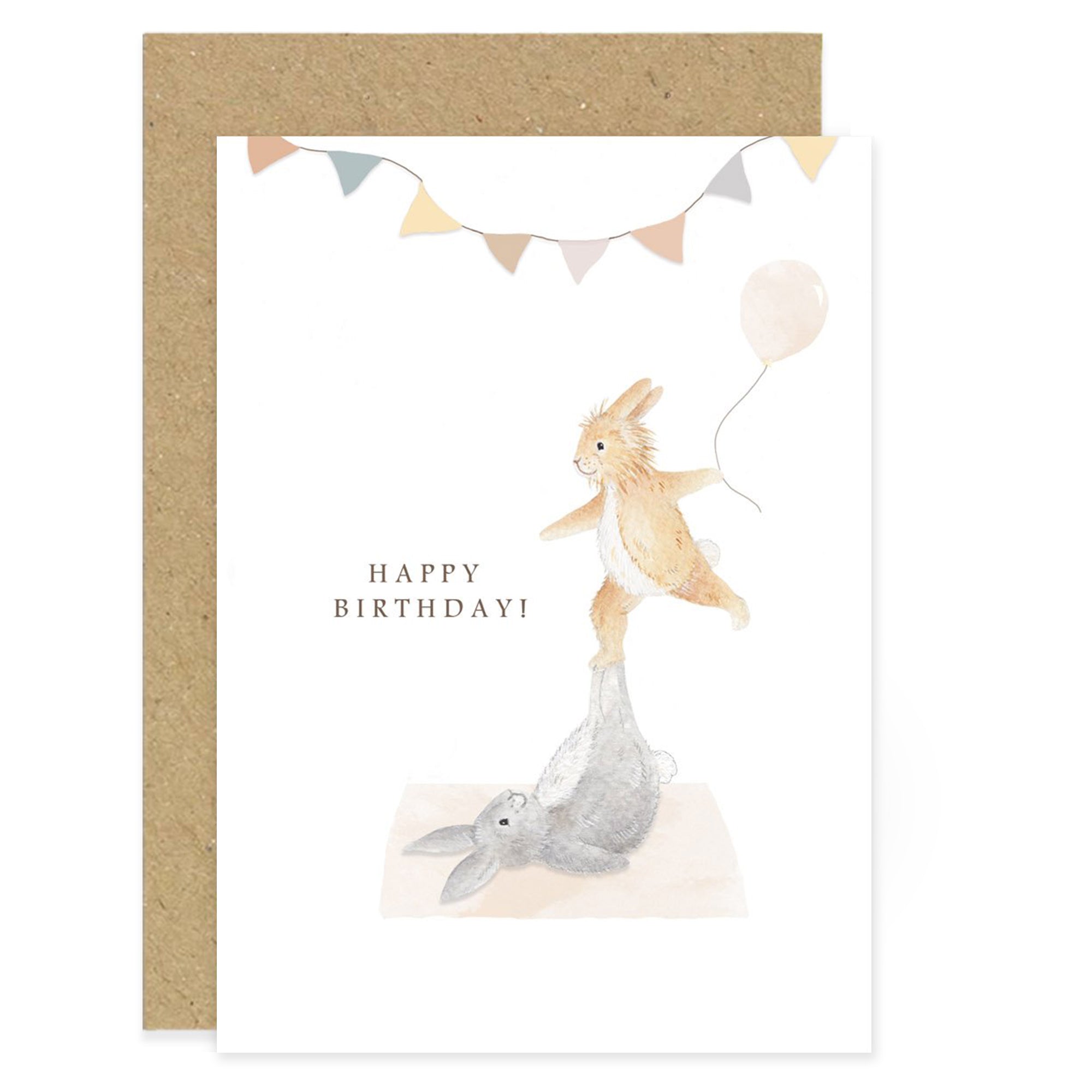 Balancing Bunnies Birthday Card